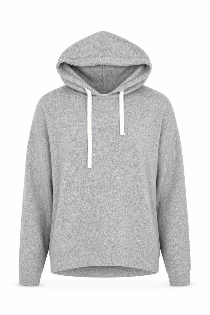 Hollister Womens Grey Knit Pullover Hoodie Size L Relaxed Fit