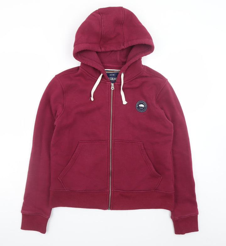 SoulCal & Co Women's Burgundy Full Zip Hoodie UK 12 Cotton Blend