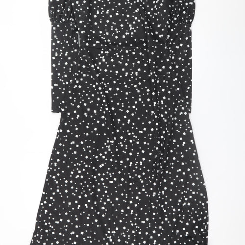 River Island Women Black Size 8 Fit & Flare Midi Dress