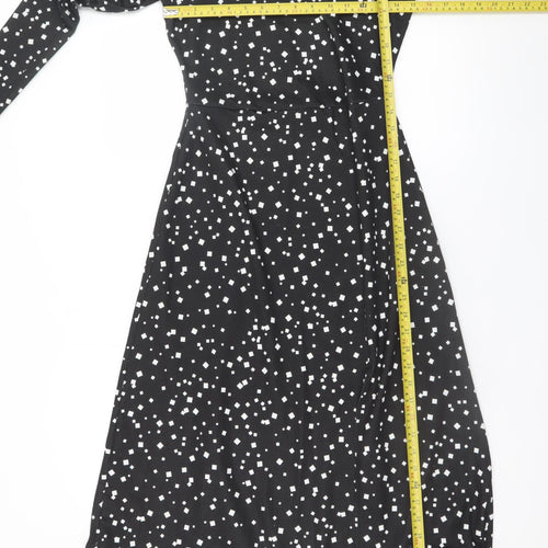 River Island Women Black Size 8 Fit & Flare Midi Dress