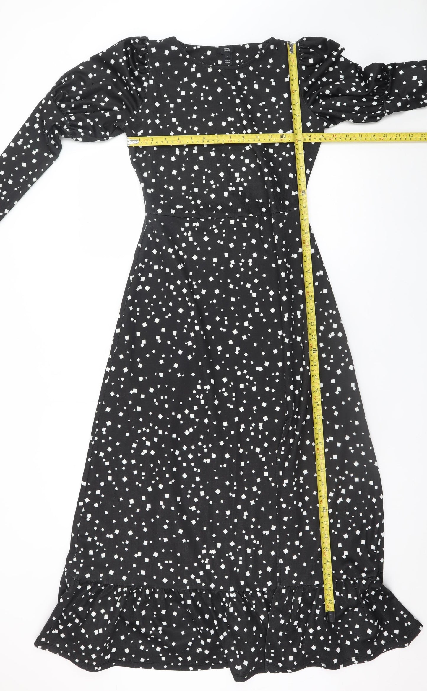 River Island Women Black Size 8 Fit & Flare Midi Dress