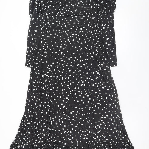 River Island Women Black Size 8 Fit & Flare Midi Dress
