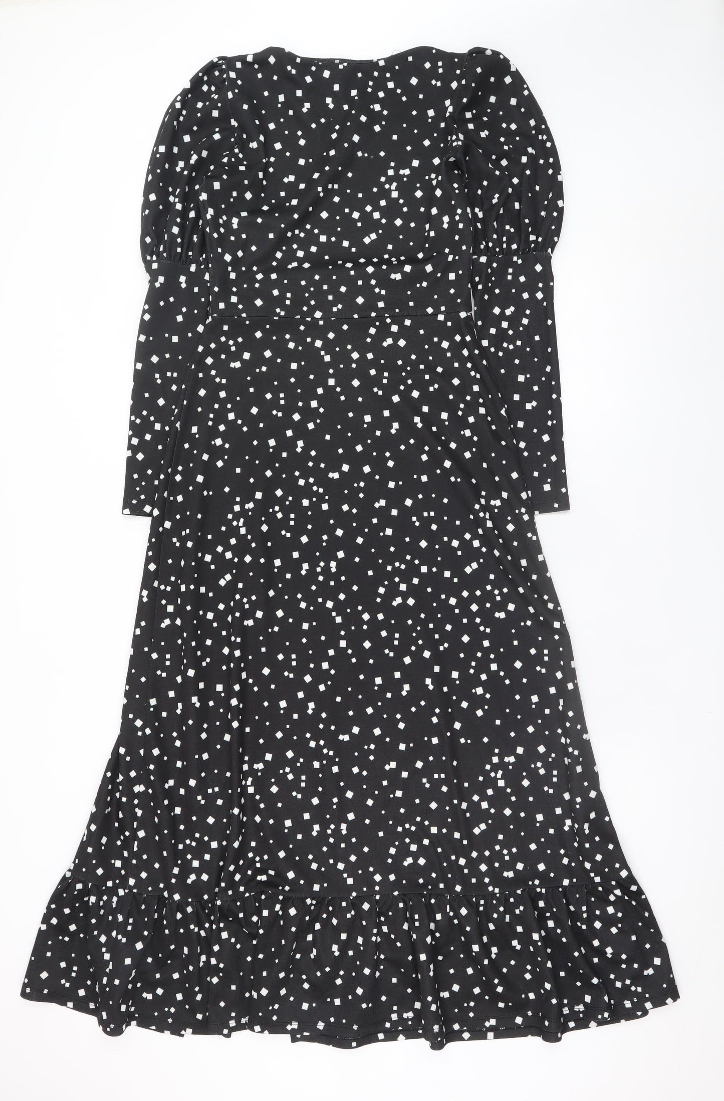 River Island Women Black Size 8 Fit & Flare Midi Dress