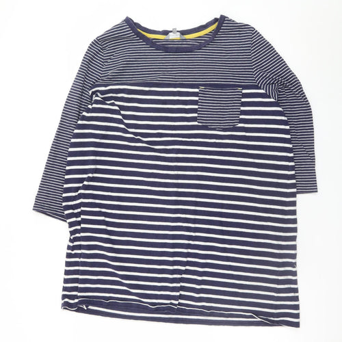 Principles Women Blue Striped Shift Dress Size 22 Cotton 3/4 Sleeve