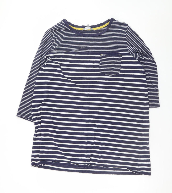 Principles Women Blue Striped Shift Dress Size 22 Cotton 3/4 Sleeve