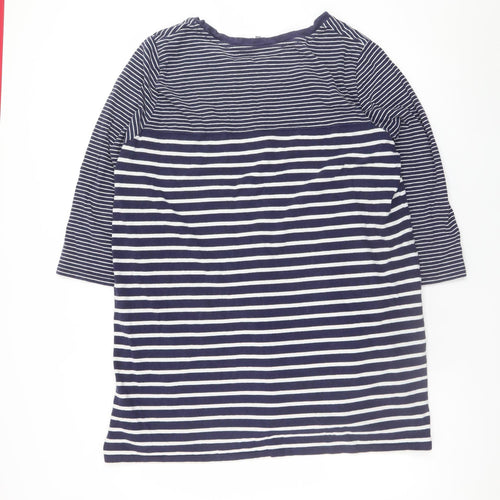 Principles Women Blue Striped Shift Dress Size 22 Cotton 3/4 Sleeve