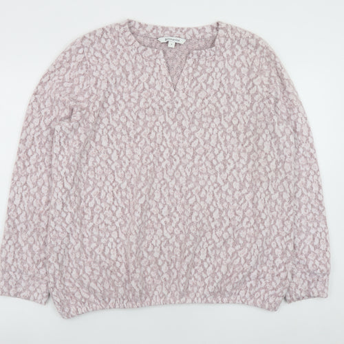 Bonmarché Women Pink Animal Print Knit Blouse Size 16