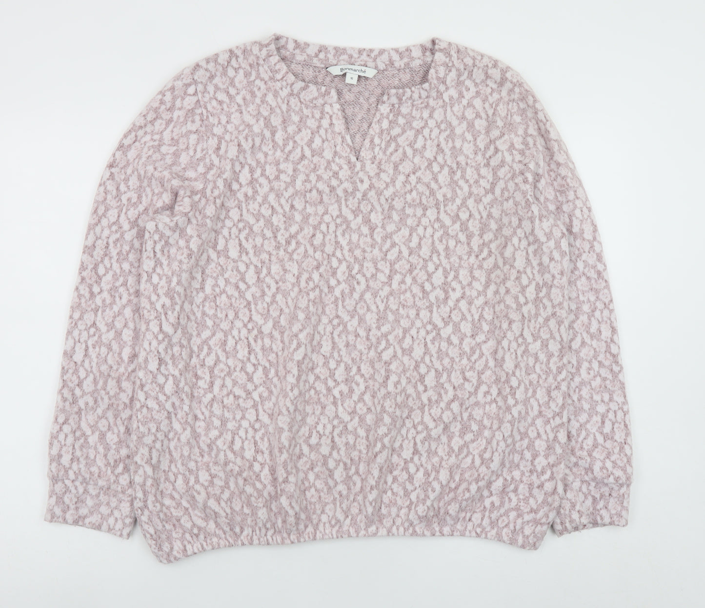 Bonmarché Women Pink Animal Print Knit Blouse Size 16