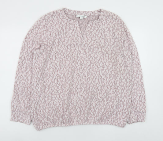 Bonmarché Women Pink Animal Print Knit Blouse Size 16