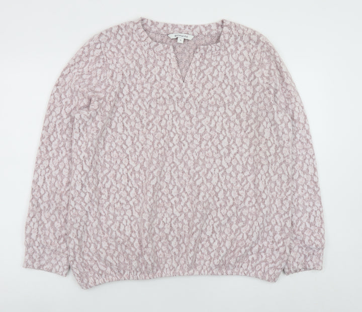 Bonmarché Women Pink Animal Print Knit Blouse Size 16
