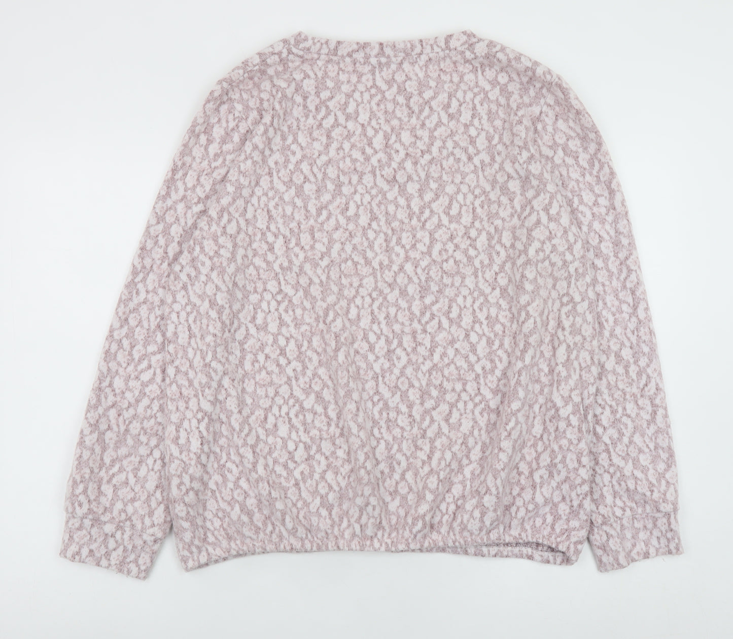 Bonmarché Women Pink Animal Print Knit Blouse Size 16