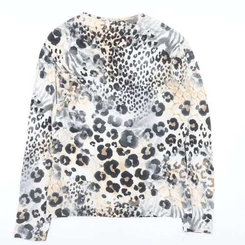 Gerry Weber Women's Multicoloured Animal Print Wrap V-Neck Blouse Size 14