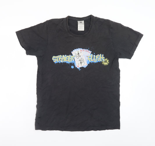 Adidas Men's Black Graphic Straight Flush T-Shirt Size M
