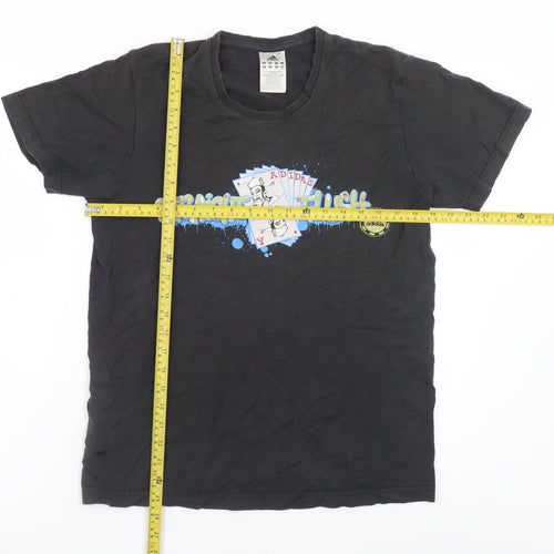 Adidas Men's Black Graphic Straight Flush T-Shirt Size M