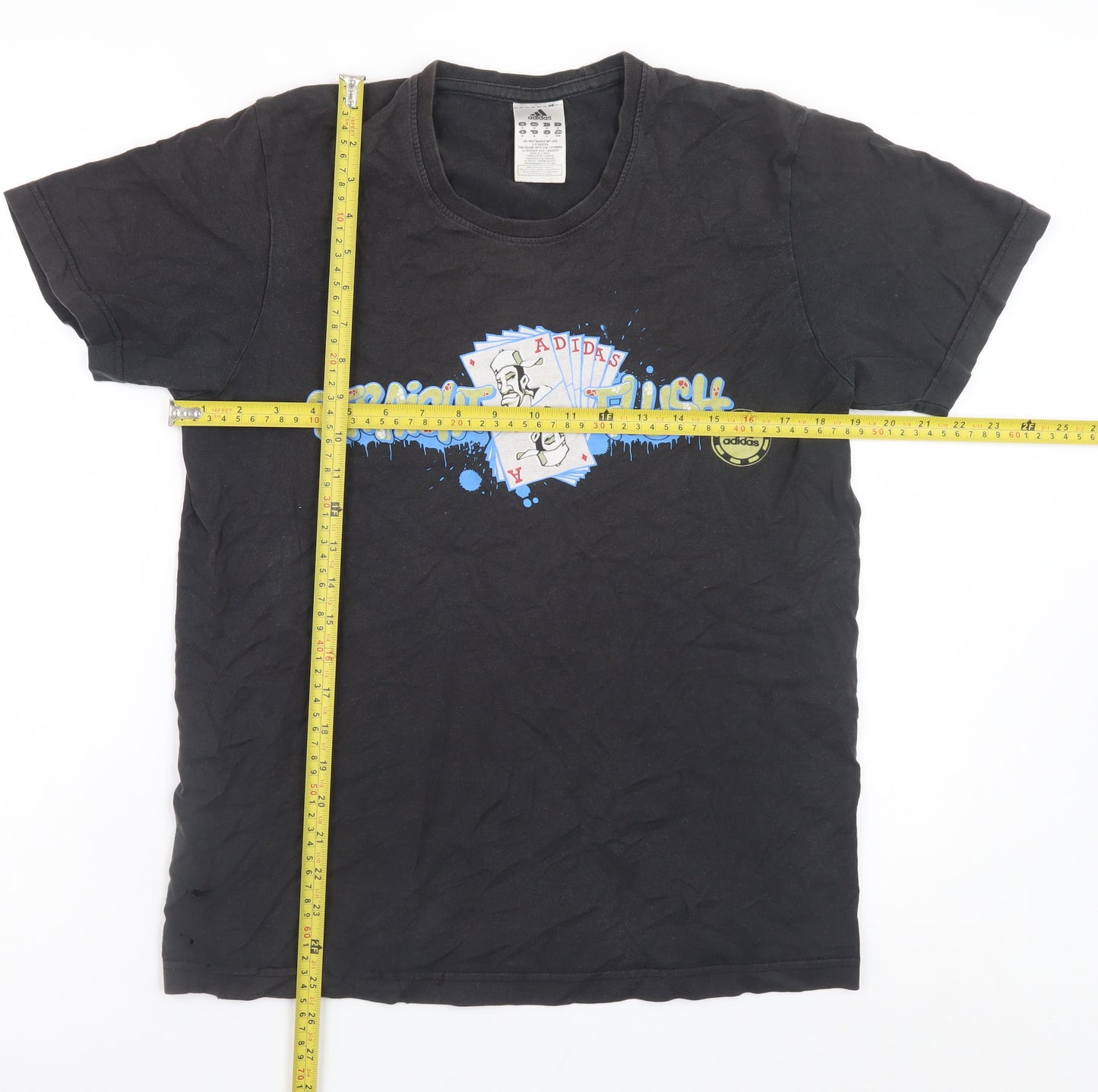Adidas Men's Black Graphic Straight Flush T-Shirt Size M