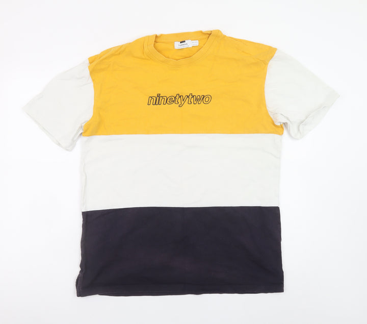 Topman Men's Multicoloured 'Ninetytwo' Crew Neck Cotton T-Shirt Size M