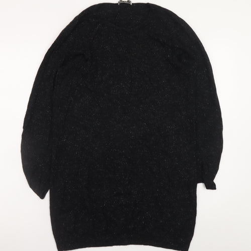 Whistles Women Black Size 12 Knit Jumper Dress Long Sleeve