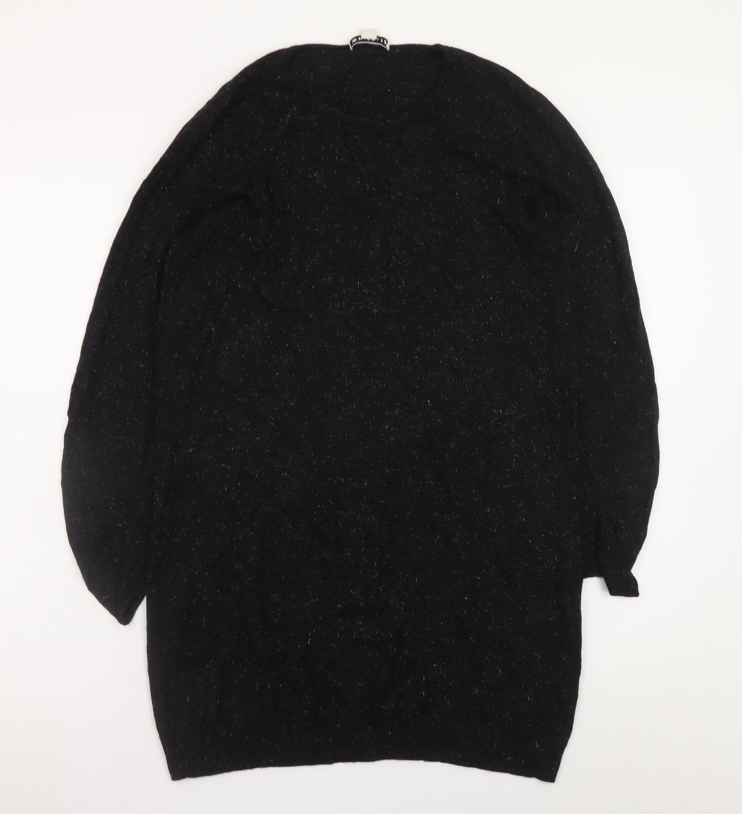 Whistles Women Black Size 12 Knit Jumper Dress Long Sleeve