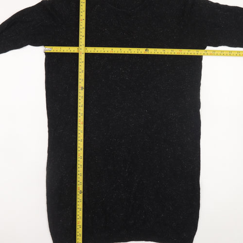 Whistles Women Black Size 12 Knit Jumper Dress Long Sleeve