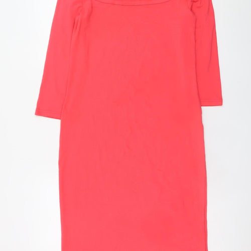 GAP Women Pink Knee Length Bodycon Dress M 3/4 Sleeve Cotton Blend