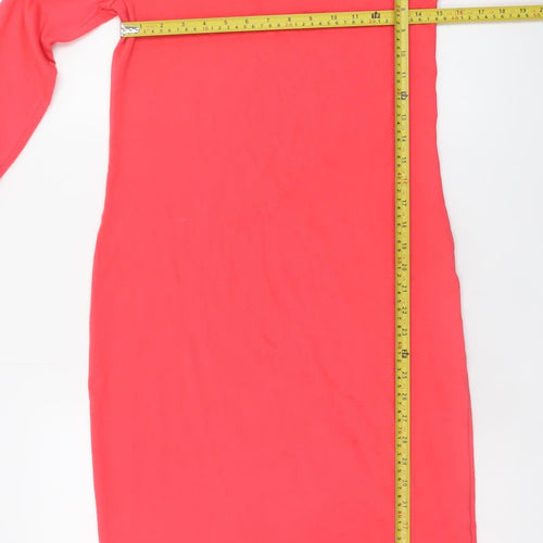 GAP Women Pink Knee Length Bodycon Dress M 3/4 Sleeve Cotton Blend