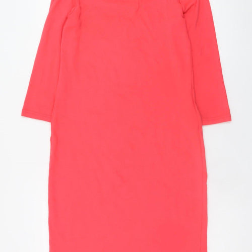 GAP Women Pink Knee Length Bodycon Dress M 3/4 Sleeve Cotton Blend