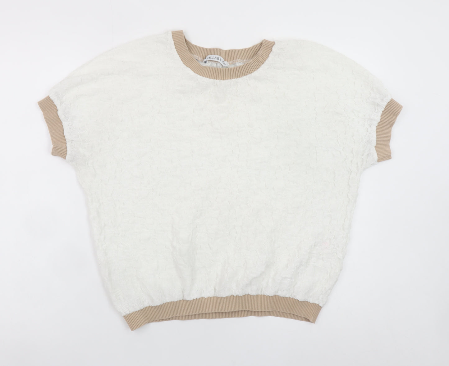 Gallery Women Ivory Short Sleeve Basic T-Shirt Size M