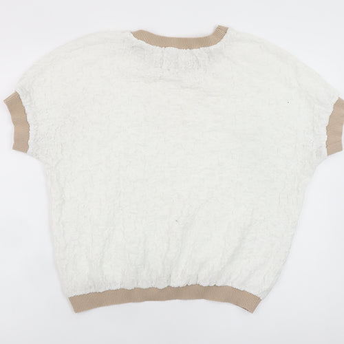 Gallery Women Ivory Short Sleeve Basic T-Shirt Size M