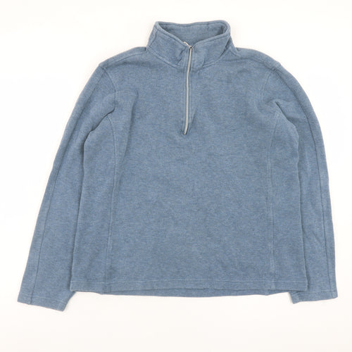 Orvis Men's Blue Cotton 1/4 Zip Pullover Sweatshirt Size M