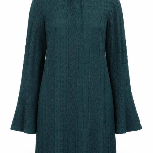 Miss Selfridge Women’s Green Lace Shift Dress Size 6 Long Sleeve High Neck