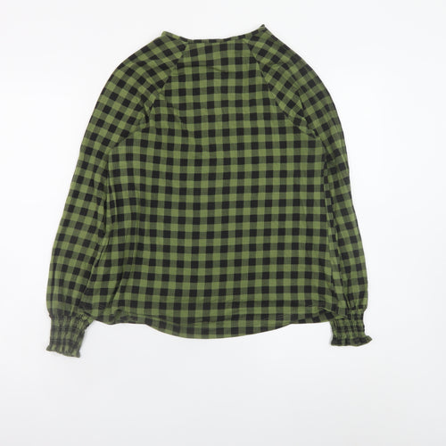Next Womens Green Check Tunic Blouse Size 12 Long Sleeve
