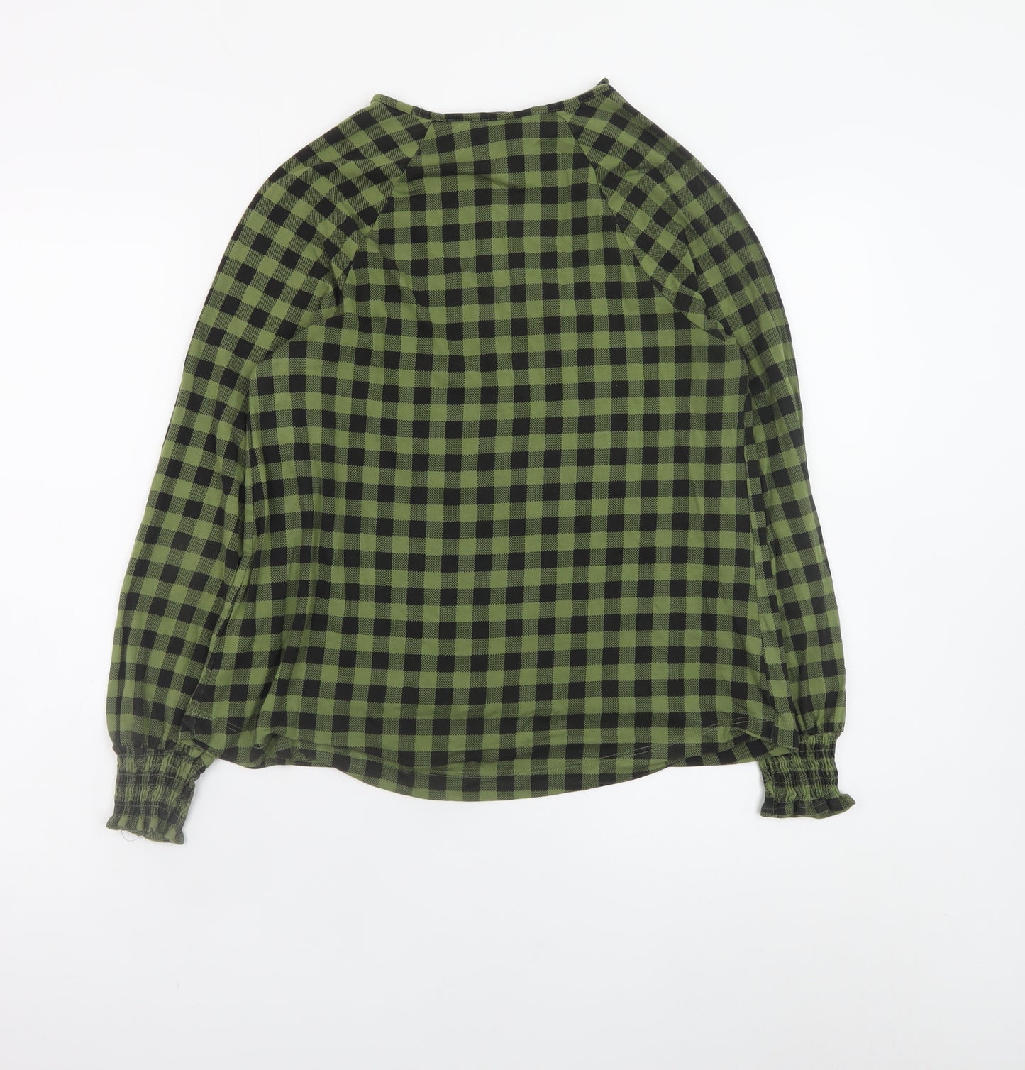Next Womens Green Check Tunic Blouse Size 12 Long Sleeve