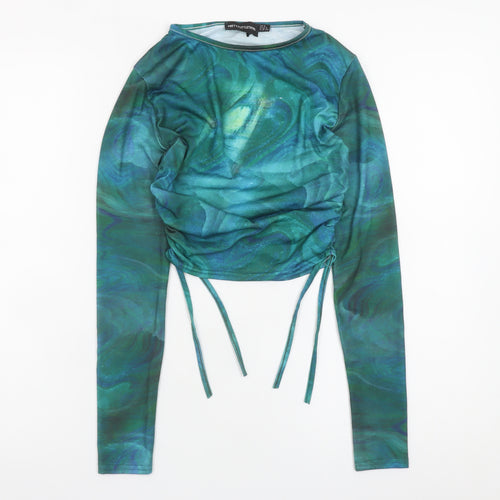 PrettyLittleThing Women’s Multicoloured Ruched Long Sleeve Cropped T-Shirt Size 6