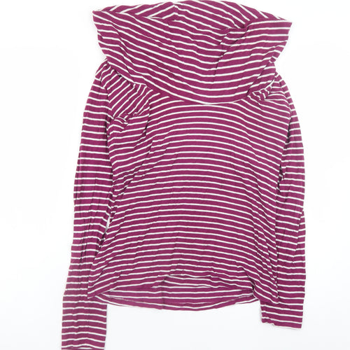 JoJo Maman Bébé Women's Purple Striped Cowl Neck Long Sleeve Maternity Top Size M