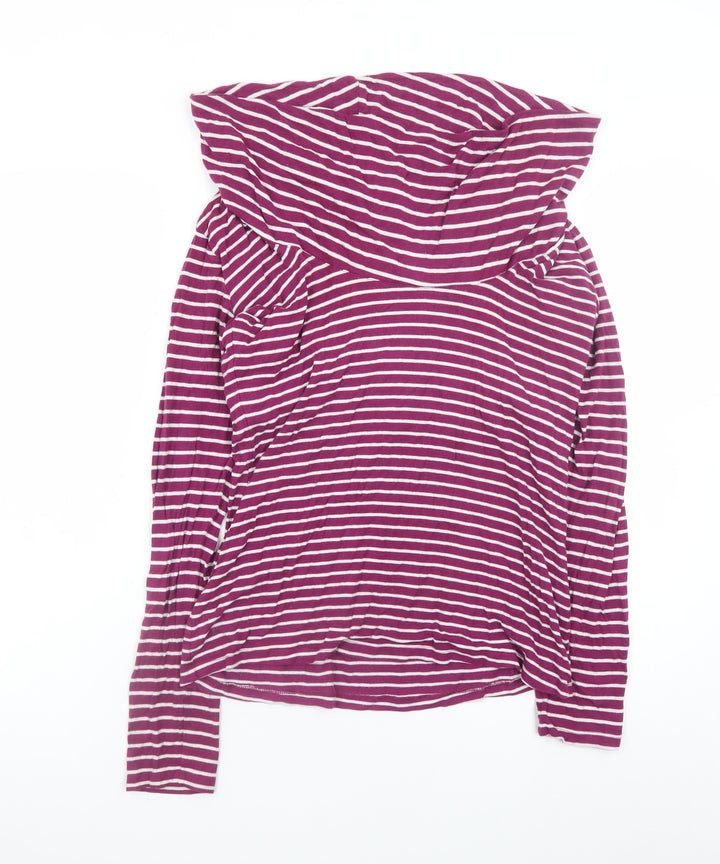 JoJo Maman Bébé Women's Purple Striped Cowl Neck Long Sleeve Maternity Top Size M