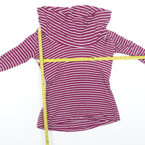 JoJo Maman Bébé Women's Purple Striped Cowl Neck Long Sleeve Maternity Top Size M