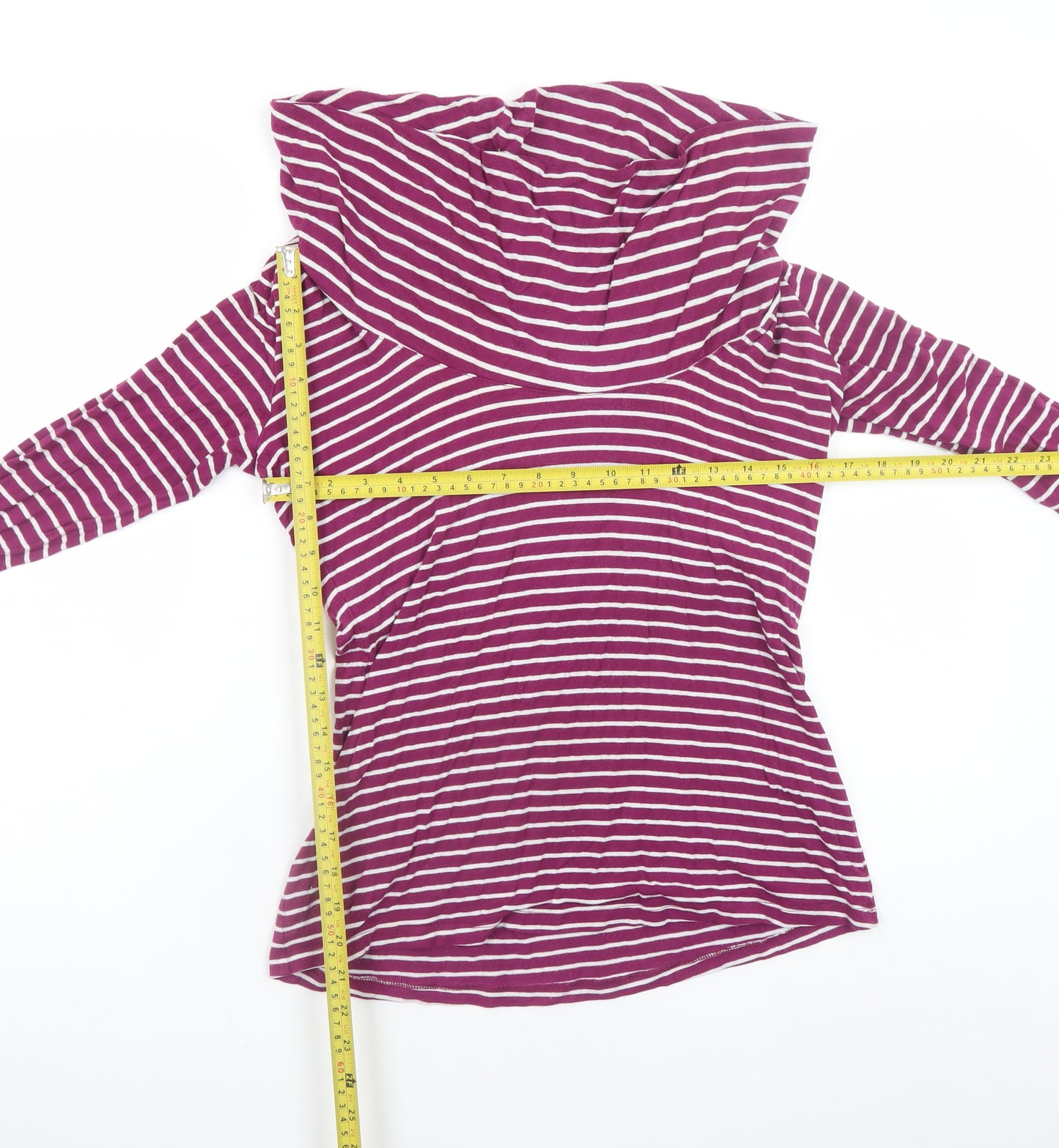 JoJo Maman Bébé Women's Purple Striped Cowl Neck Long Sleeve Maternity Top Size M