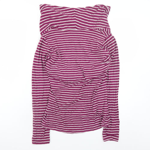 JoJo Maman Bébé Women's Purple Striped Cowl Neck Long Sleeve Maternity Top Size M