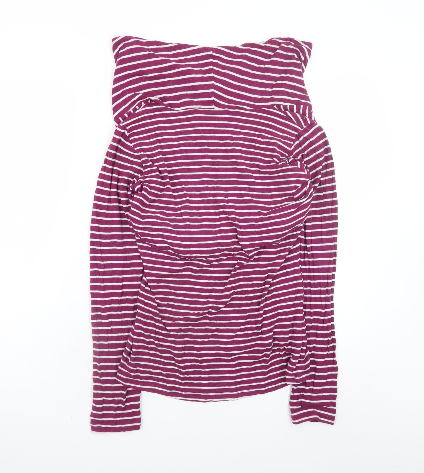 JoJo Maman Bébé Women's Purple Striped Cowl Neck Long Sleeve Maternity Top Size M