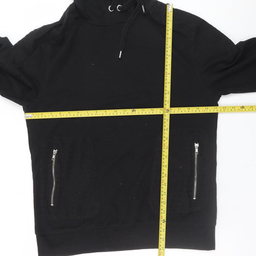 Genetic Apparel Men's Black Hoodie L Pullover Zip Pocket Cotton Blend