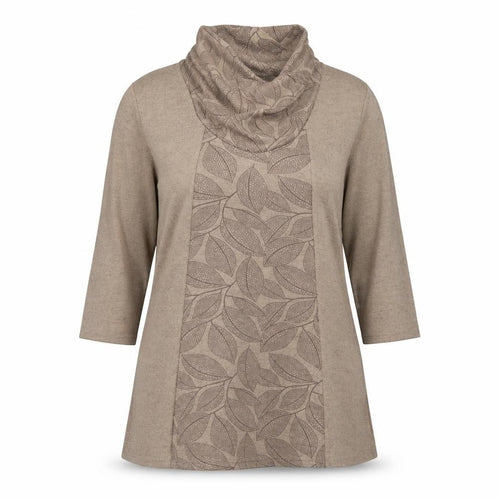 TIGI Women Beige 14-16 Shift Dress Cowl Neck 3/4 Sleeve Knit
