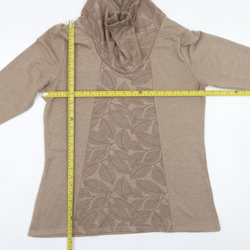 TIGI Women Beige 14-16 Shift Dress Cowl Neck 3/4 Sleeve Knit