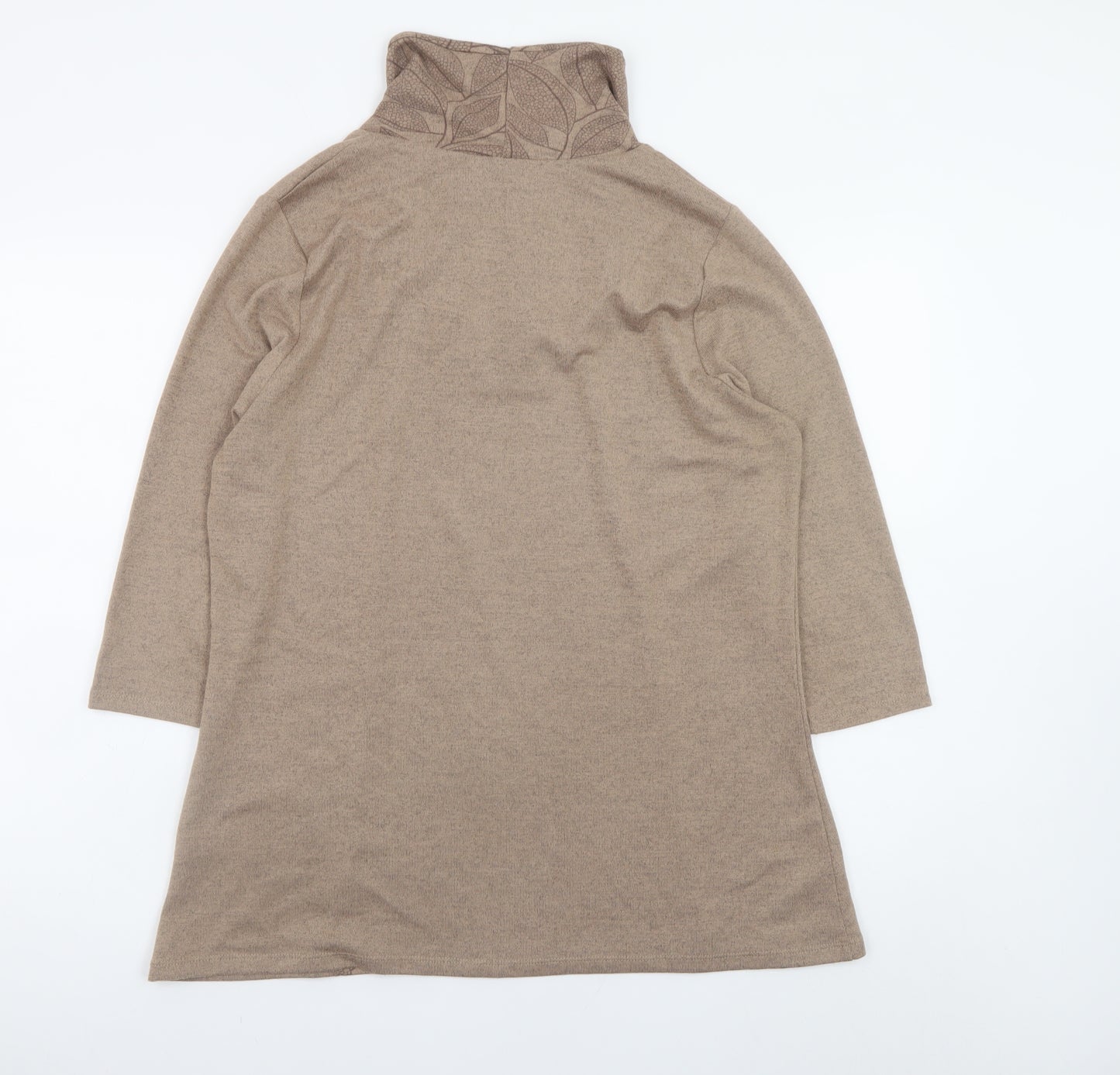 TIGI Women Beige 14-16 Shift Dress Cowl Neck 3/4 Sleeve Knit