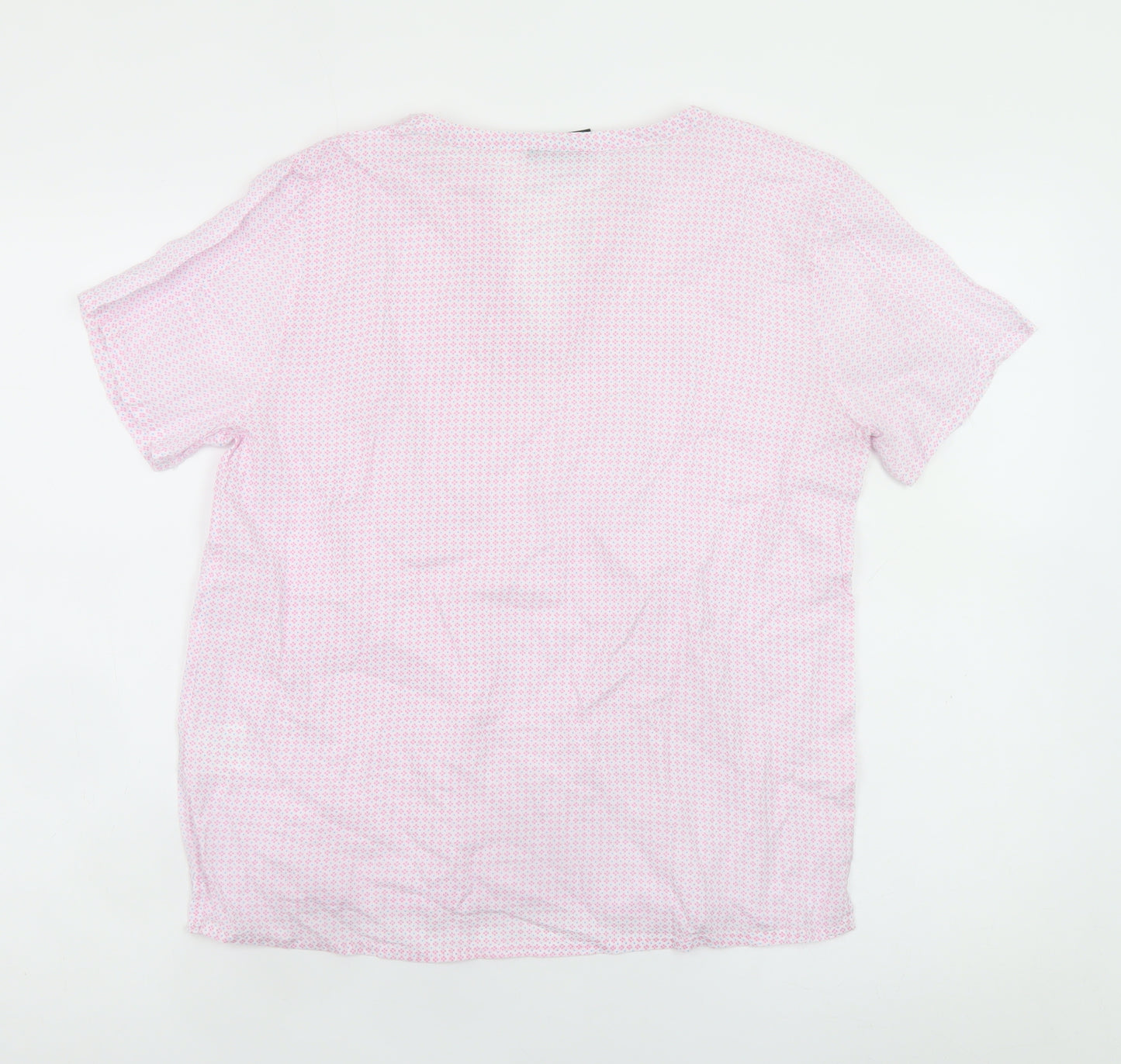 b.young Women's Pink Geometric Short Sleeve V-Neck Blouse Size 8