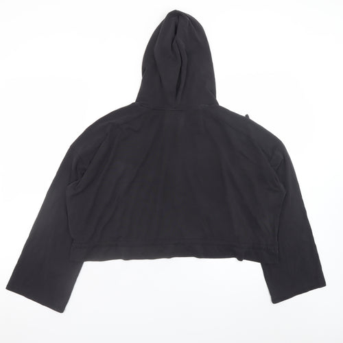 Zara Women Black Drawstring Cropped Hoodie Size S
