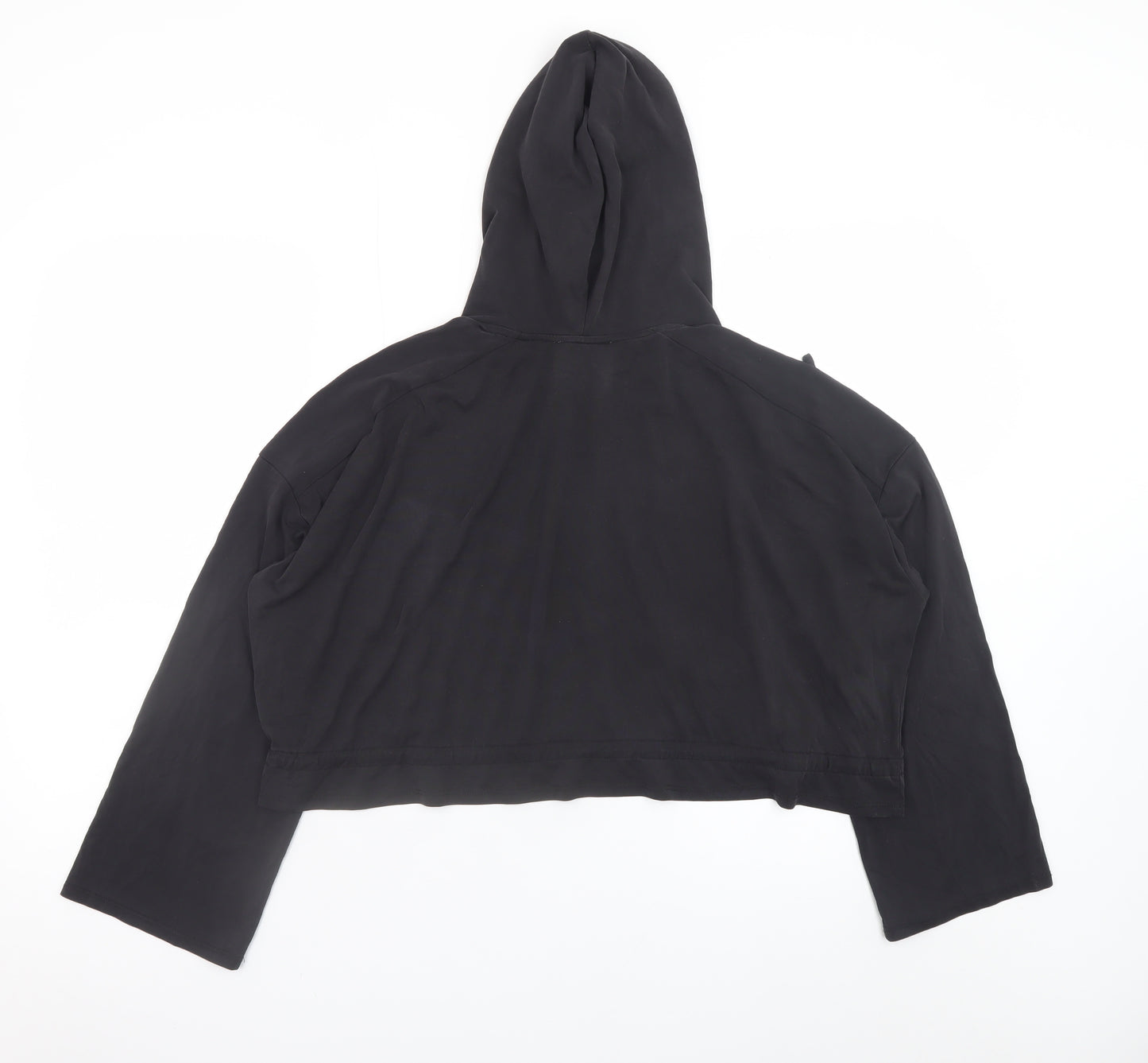 Zara Women Black Drawstring Cropped Hoodie Size S