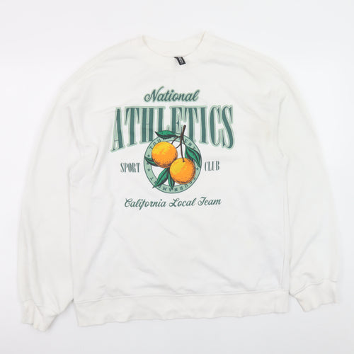 H&M Divided Women White XS Pullover Sweatshirt National Athletics Graphic