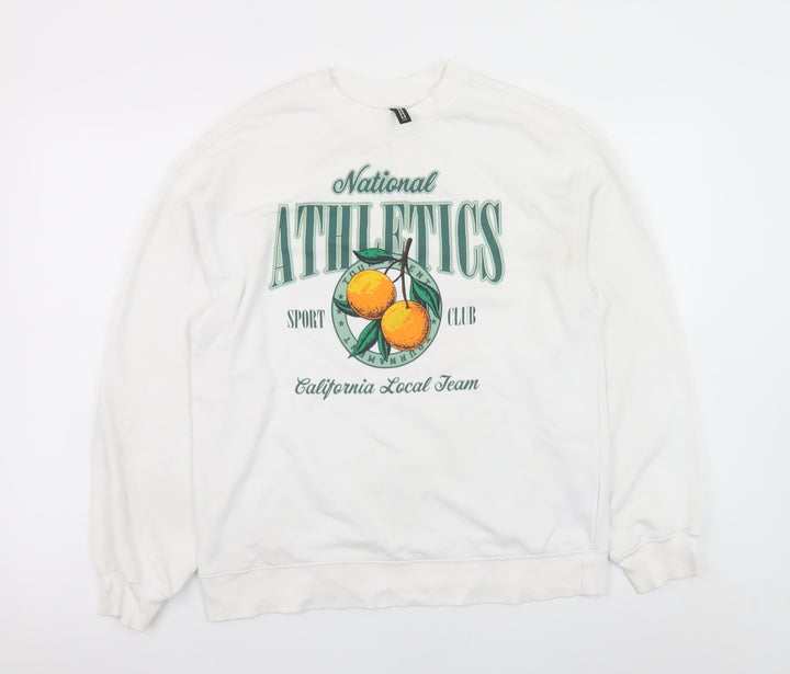 H&M Divided Women White XS Pullover Sweatshirt National Athletics Graphic