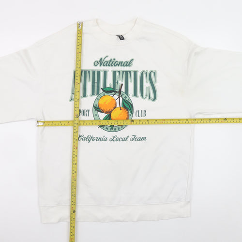 H&M Divided Women White XS Pullover Sweatshirt National Athletics Graphic