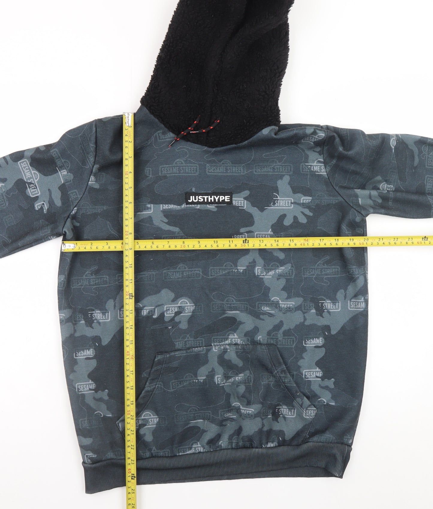 Hype Boys Black Camouflage Sesame Street Hoodie Age 15 Pullover